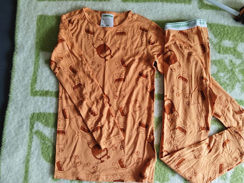 120 komplet wiskozowy pomarańczowy bluzka legginsy piżama vossatassar