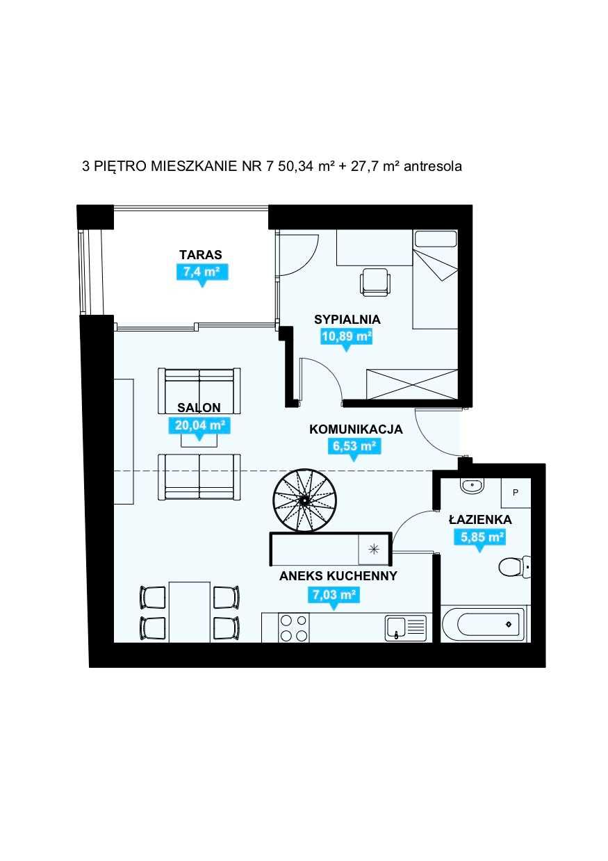 Apartament 78m2 Nowe z antresolą stan deweloperski