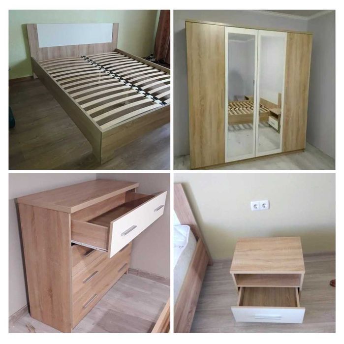 АКЦИЯ! Двуспальная кровать. Кровать 160х200. Спальни. Комод. Шкаф