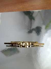 Broszka kolor złoty cyrkonia dł. 5,3 cm