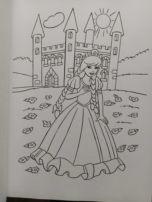 Bloco c/ 16 posters tam.A3 p/ colorir + autocolantes Princesas