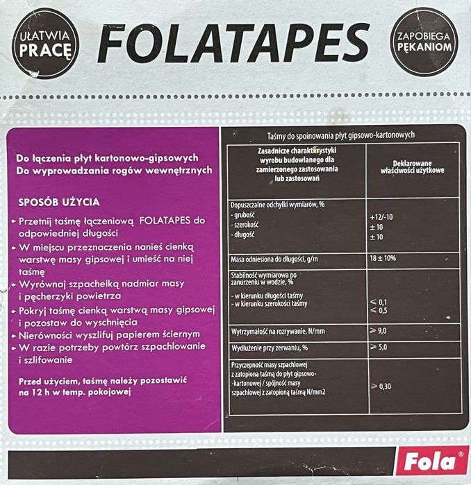 25 mb x 50 mm Fola taśma łączeniowa do spoinowania płyt gipsowych
