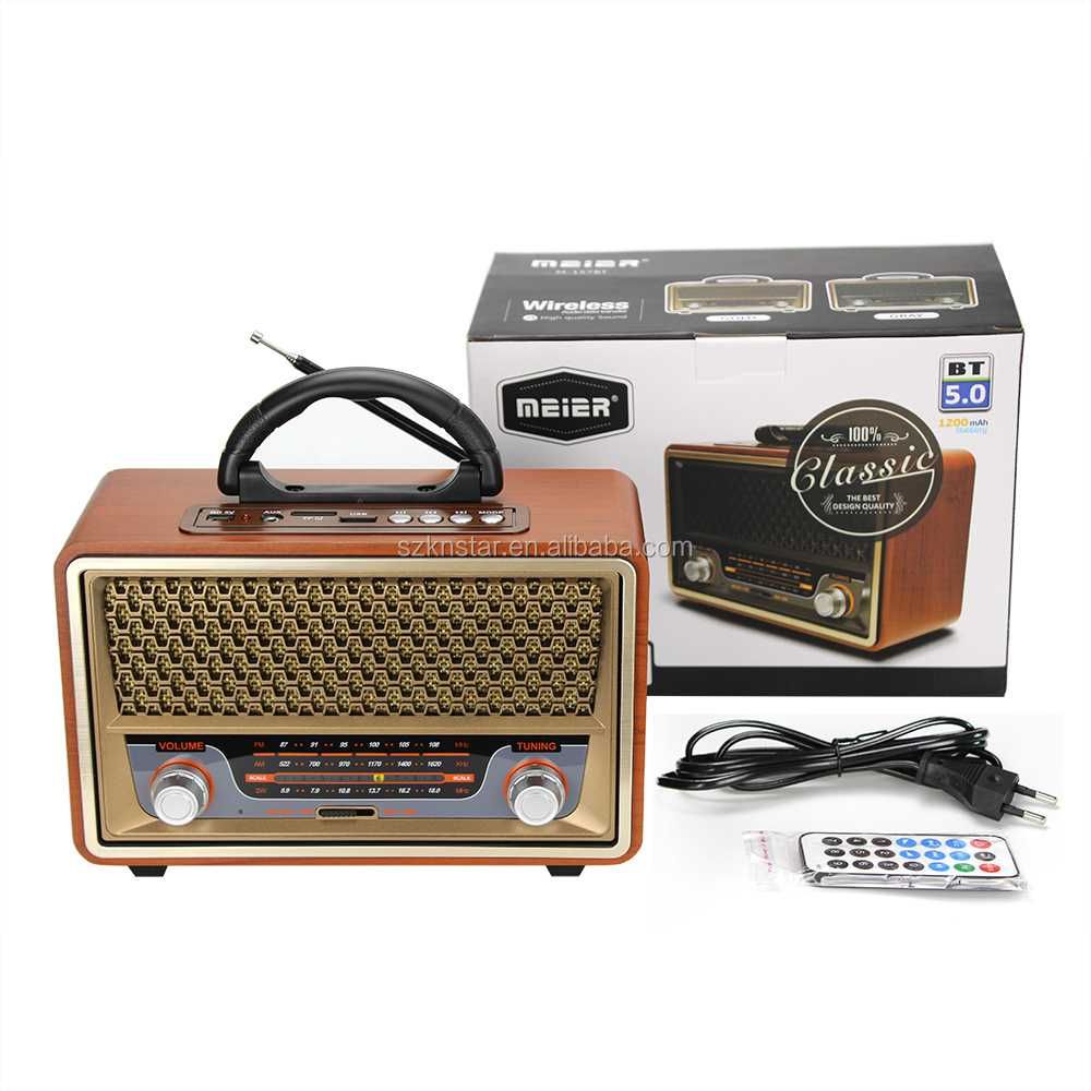 Przenośne radio z akumulatorem retro Bluetooth M-157BT MEIER USB pilot