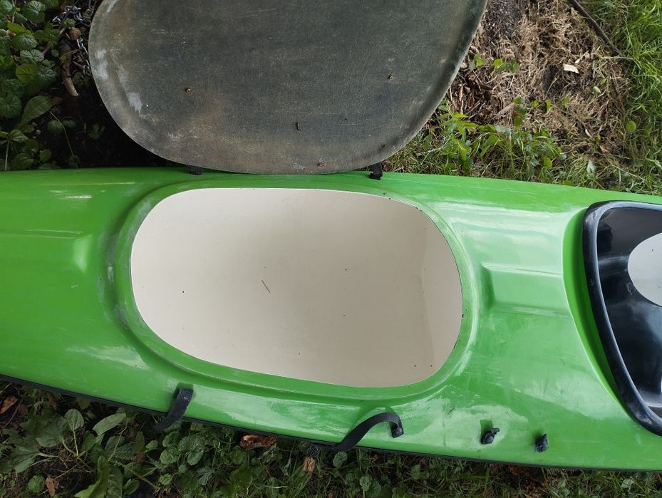 Kajak dwuosobowy zielony z laminatu plastikowy tworzywa sztucznego