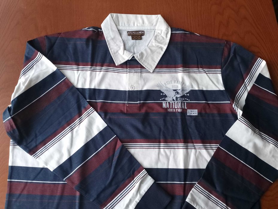 nowe męskie polo z długim rękawem 100% bawełna