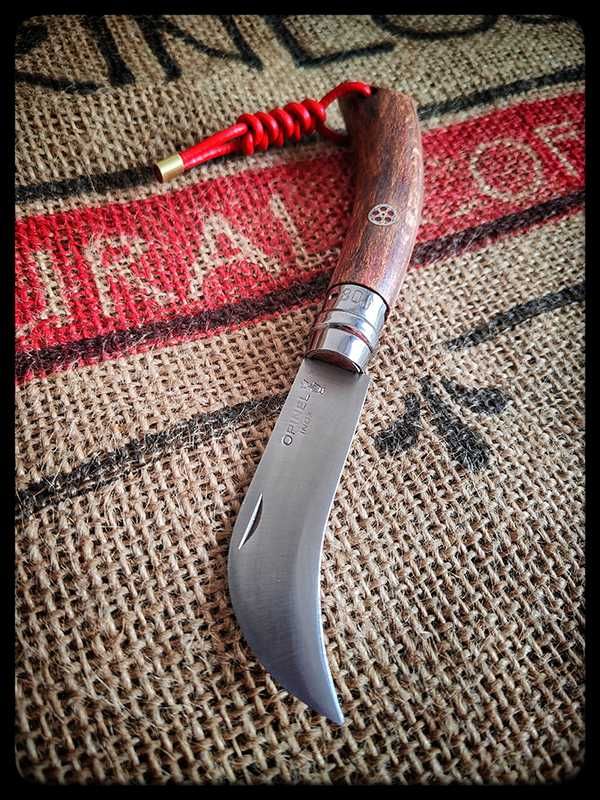 Nóż Opinel Sierpak nr 8 Custom mod grzyby zioła