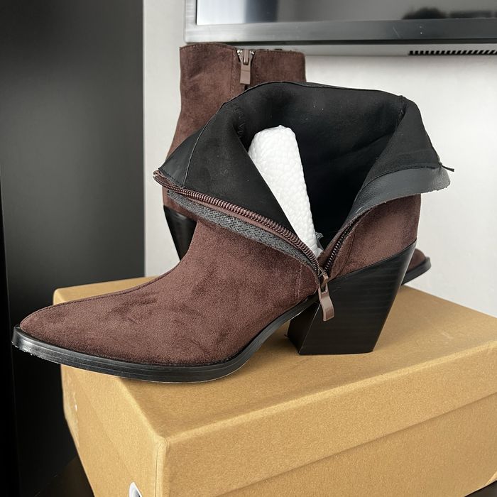 Стильні шоколадні козаки / шоколадні ковбойки / коричневі козаки