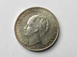 Holandia Królowa Wilhelmina l  2, 1/2 Guldena 1938 oryginał Srebro