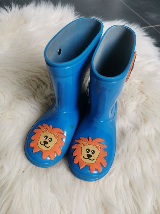 Kalosze dziecięce niebieskie pomarańczowe lwy 25 16cm