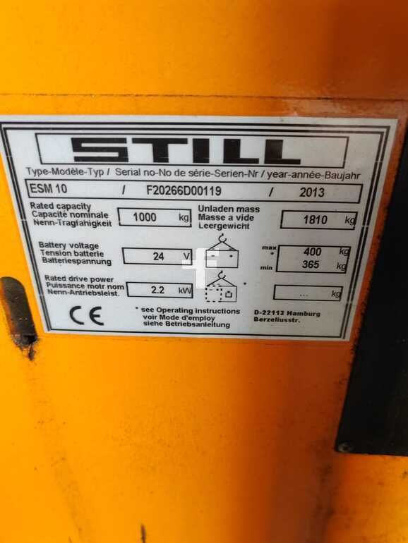 Wózek z platformą operatora Still ESM10/1000kg/2178mm/2498h/2013