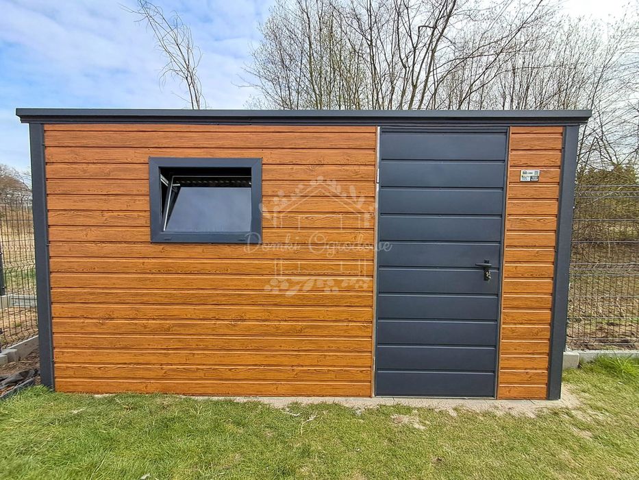 Schowek - domek ogrodowy 4x2m - dzwi - okno drewnopodobny  ID1021