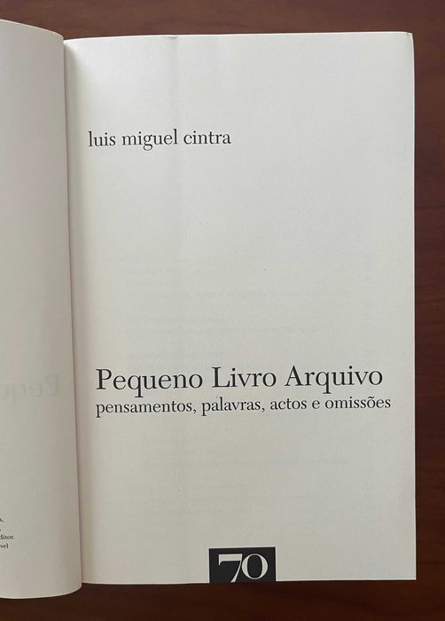"Pequeno Livro Arquivo" de Luís Miguel Cintra