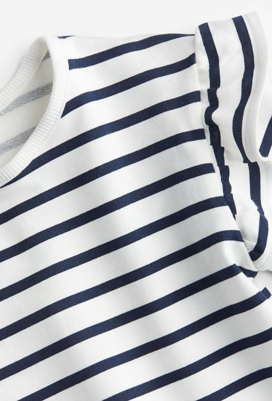 H&M Bluza w paski z falbanką biało- granatowa r. 92