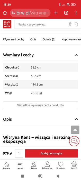 Witryna narożna kolor kasztan