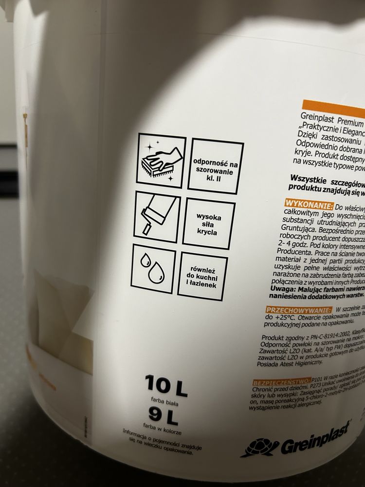Farba lateksowa beżowa taupe 9L Greinplast