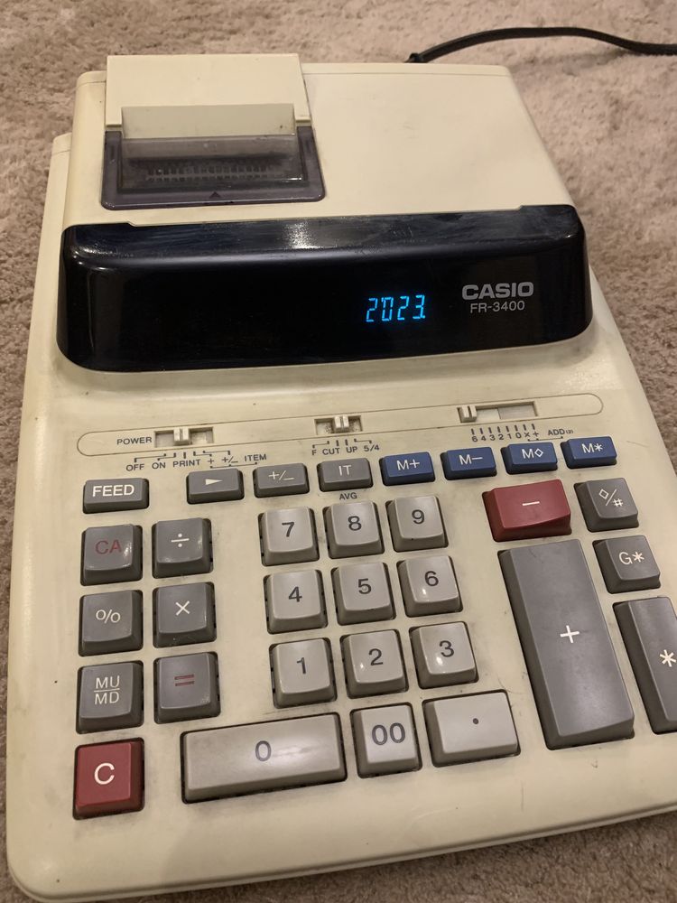 Stary kalkulator z drukarka Casio FR-3400
