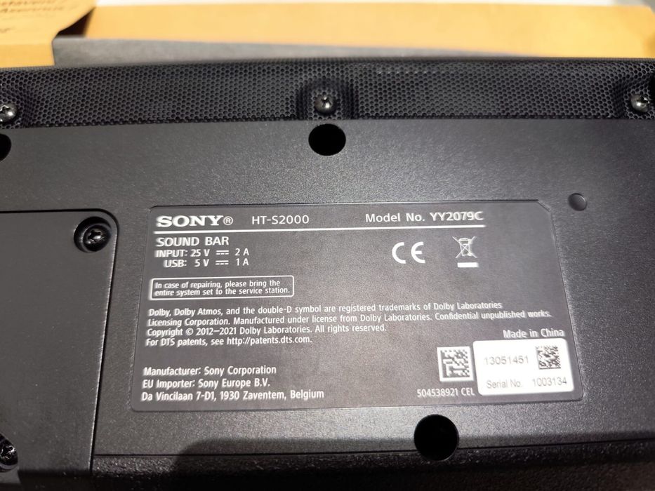 Czarny Soundbar HT-S2000 SONY stan idealny