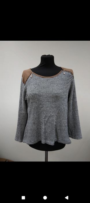 Bluzka damska kratka długi rękaw ozdobne zamki elegancka