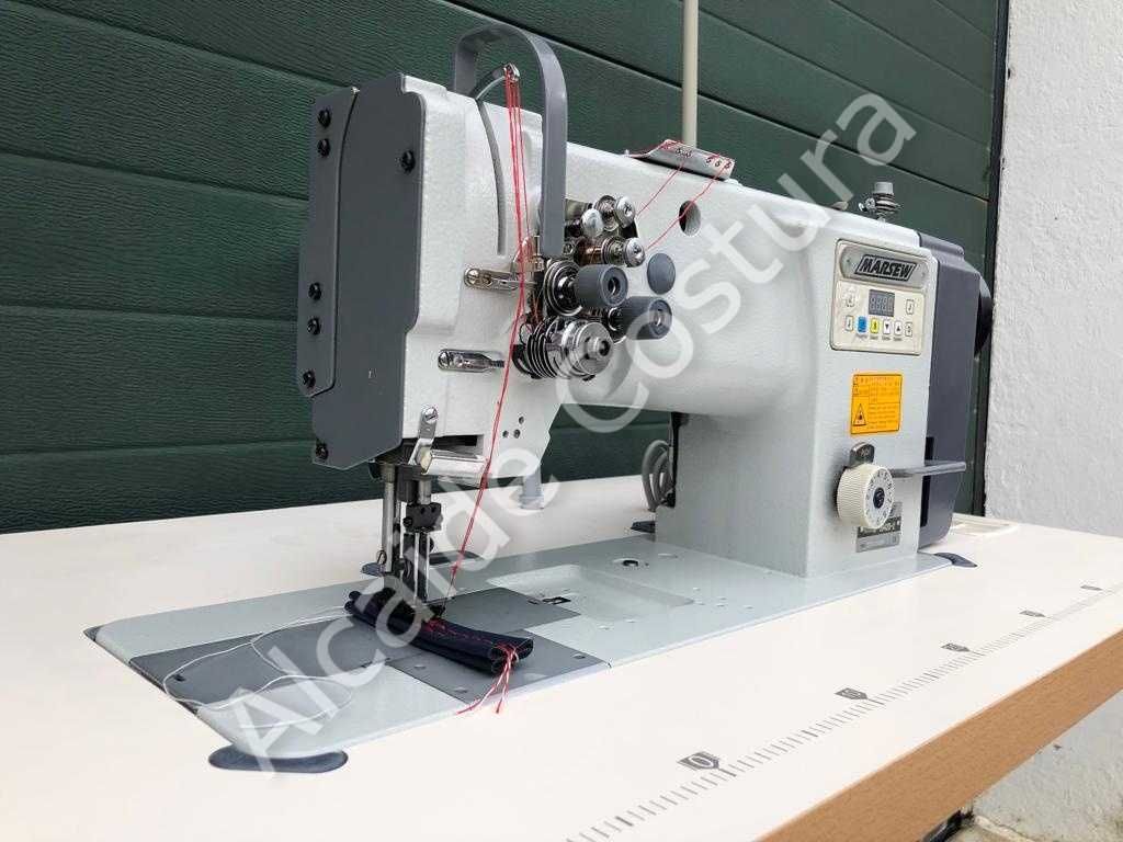 Máquina de costura industrial de triplo arrasto de duas agulhas