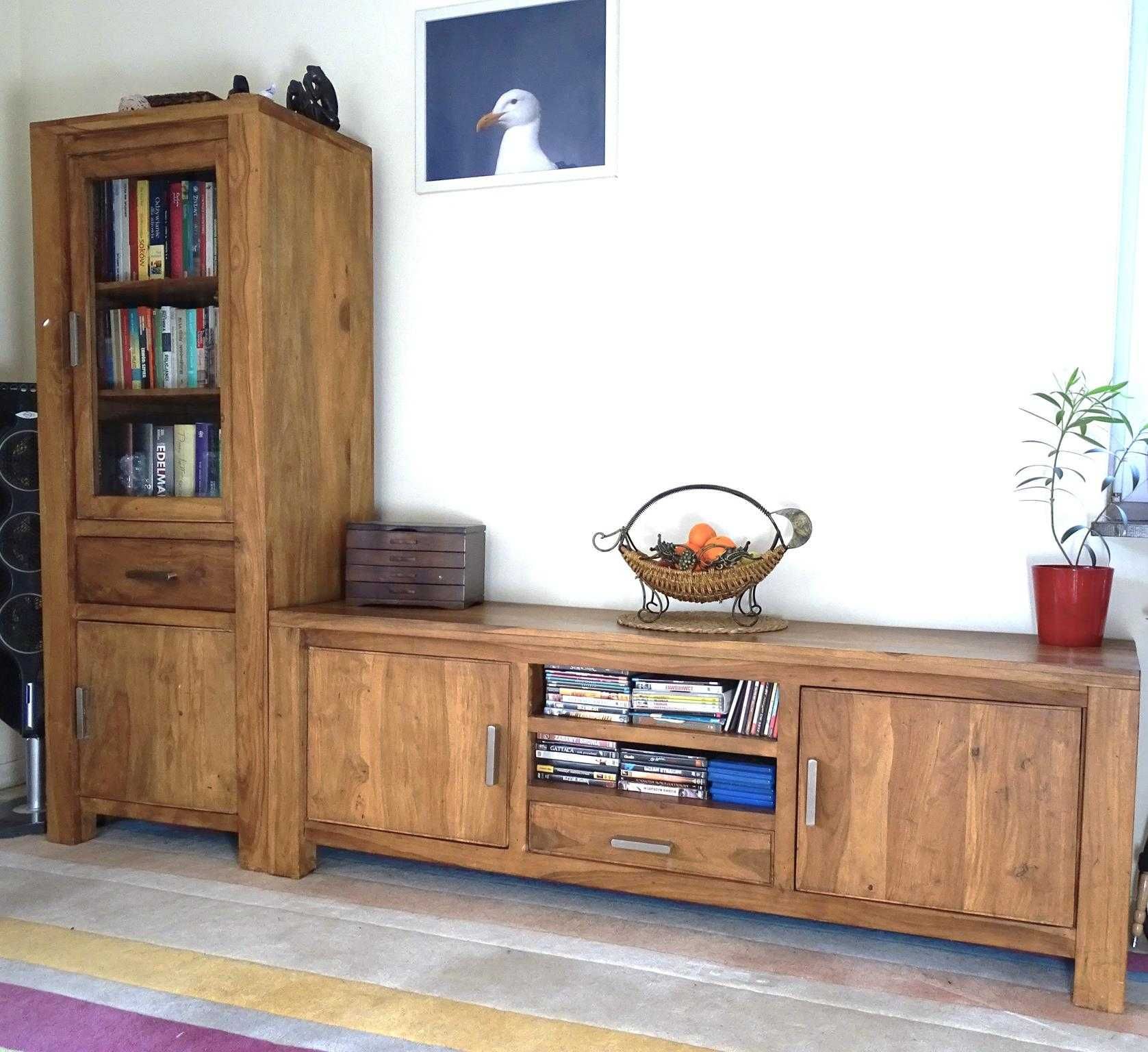 Biblioteczka / witryna kolonialna z drewna MANGO - AlmiDecor - ŚLICZNA