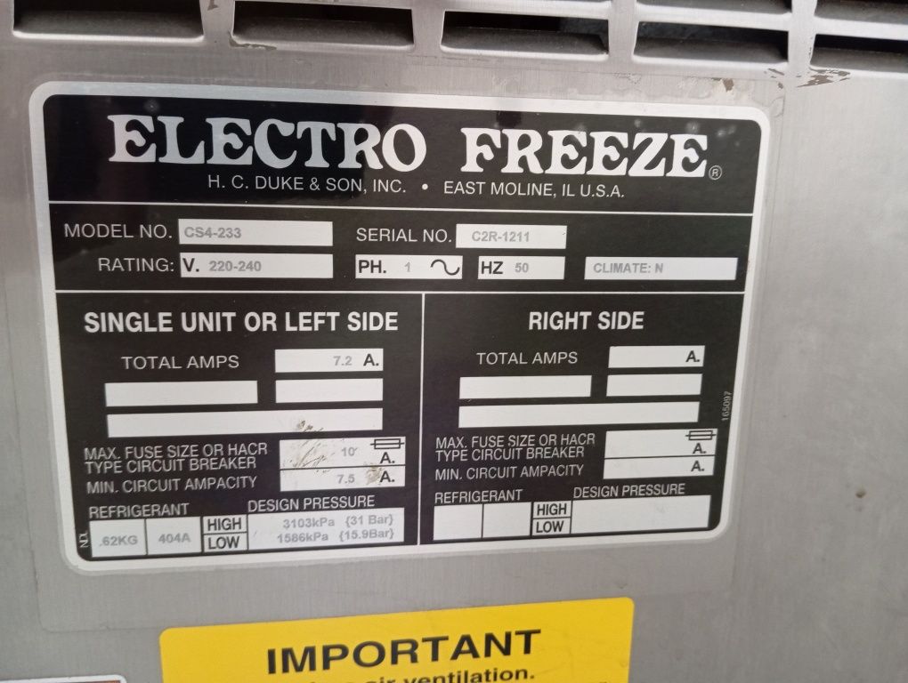 Фрізер для морозива Electro Freeze CS4-233