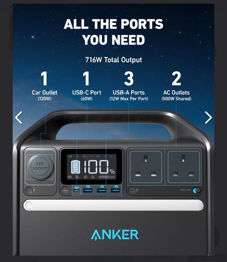 Зарядна станція Anker 535 PowerHouse 512 Wh | 500W