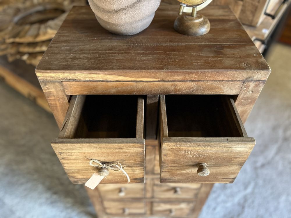 mała komoda z szufladami drewniana lite drewno TEAK szafka rustykalna