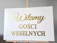 Tablica Witamy Gości Weselnych złoty napis tablica powitalna