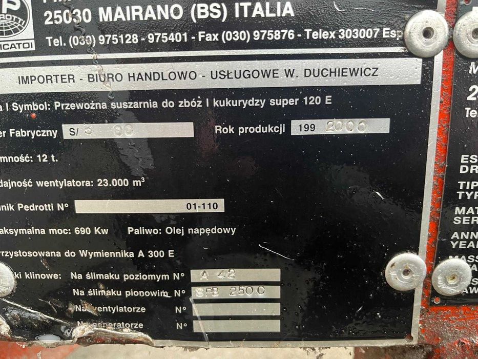 Sprzedam suszarnię Pedrotti 120E