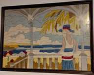 Quadro bordado de pontos lançados