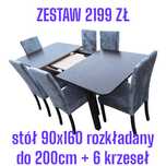 Zestaw: Stół 90x160/200 + 6 krzeseł, kolor do wyboru, dostawa cała PL