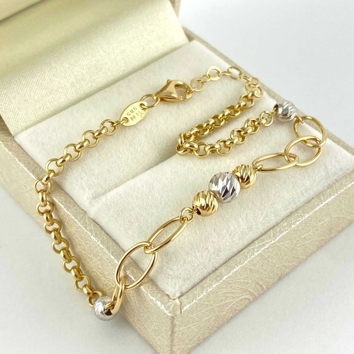 Cudowna ZŁOTA bransoletka z kuleczkami PRÓBA 585 (14K) dł. 17- 19 cm