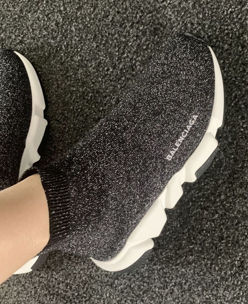 Balenciaga speed trainer 38 skarpetowe sneakersy brokat glitter