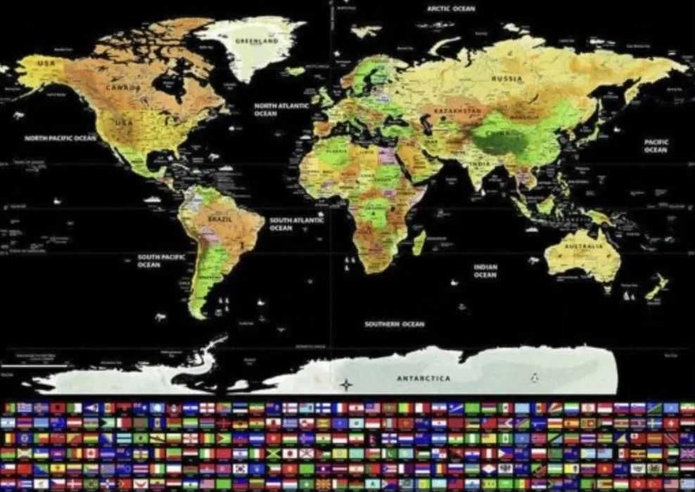 Mapa Świata zdrapka. Prezent dla podróżnika. Wysyłka