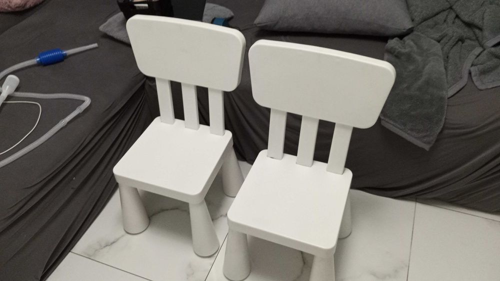 Krzesełko dziecięce białe MAMMUT - 2 sztuki