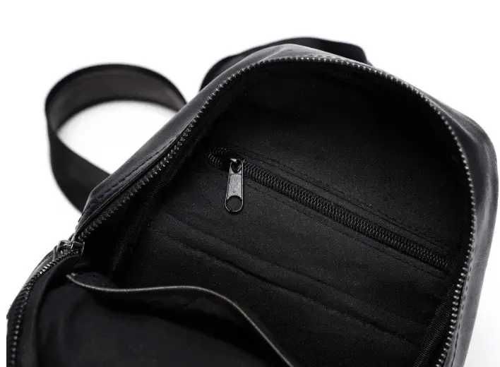 Мужская кожаная бананка модная сумка ранец портфель на грудь на плечо