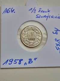 2 szt srebrnych monet 1/2 Franka Szwajcarskiego