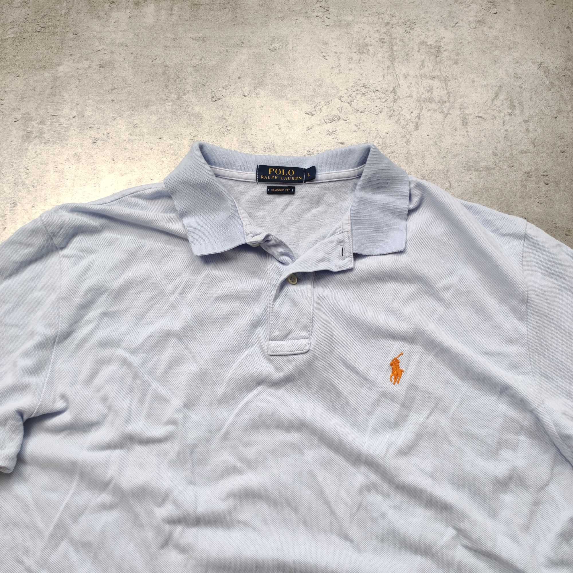 MĘSKA Błękitna PREMIUM Bawełna Koszulka Polo Ralph Lauren Elegancka
