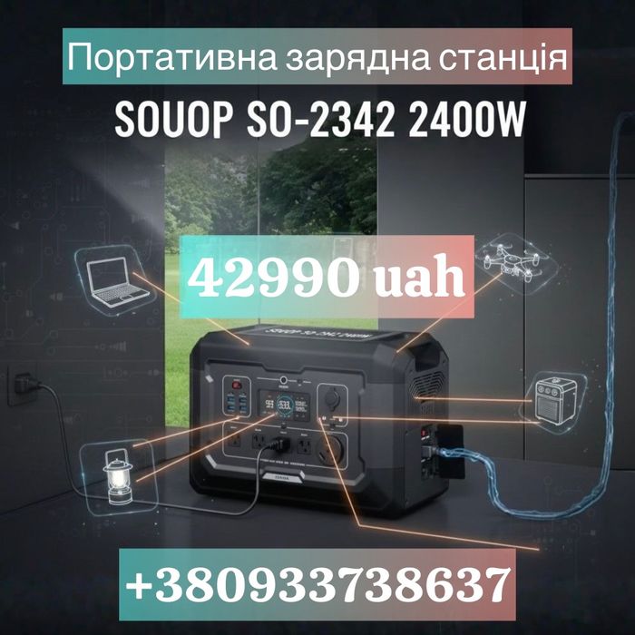 Потужна зарядна станція SOUOP SO-2342 — 2400 Вт / 2421 Вт·год