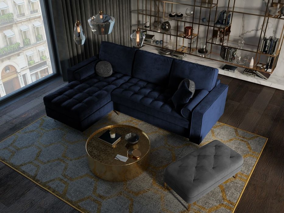 Narożnik Lewy Santo Granat Welur Rozkładany Dostępny od ręki, dostawa