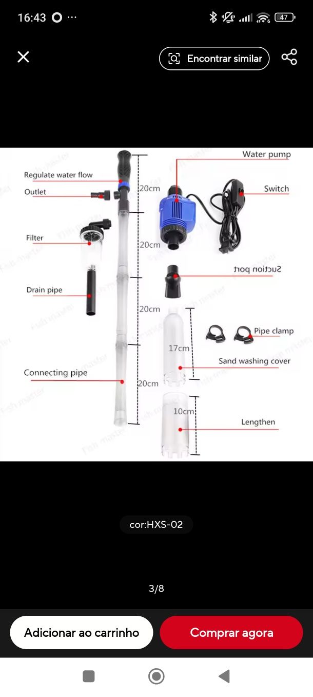 Aspirador de aquário com motor