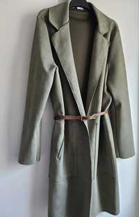 Płaszcz, trencz zamszowy, khaki, z kieszeniami F&F rozmiar M