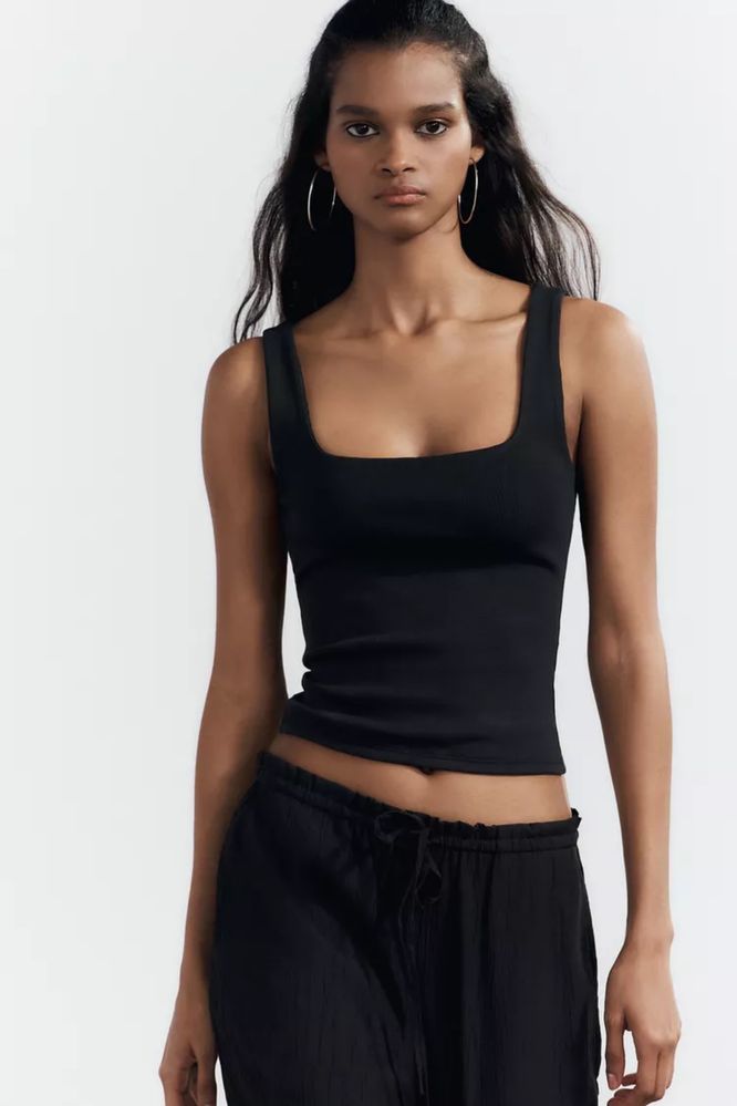 топ із квадратним вирізом і широкими бретелями, Zara