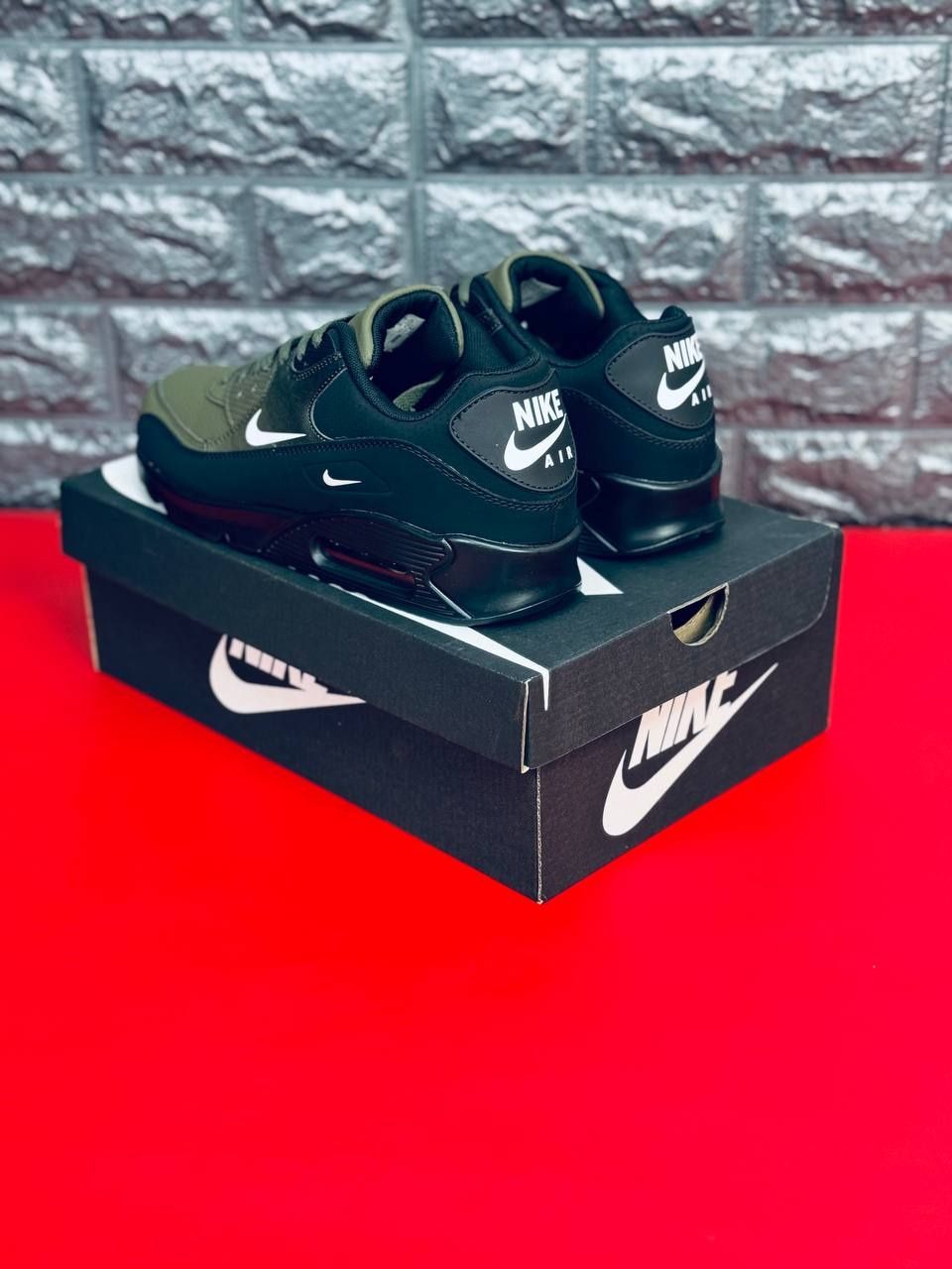 Мужские кроссовки Nike Air Max 90 Зелёные Кожаные Кроссовки Найк