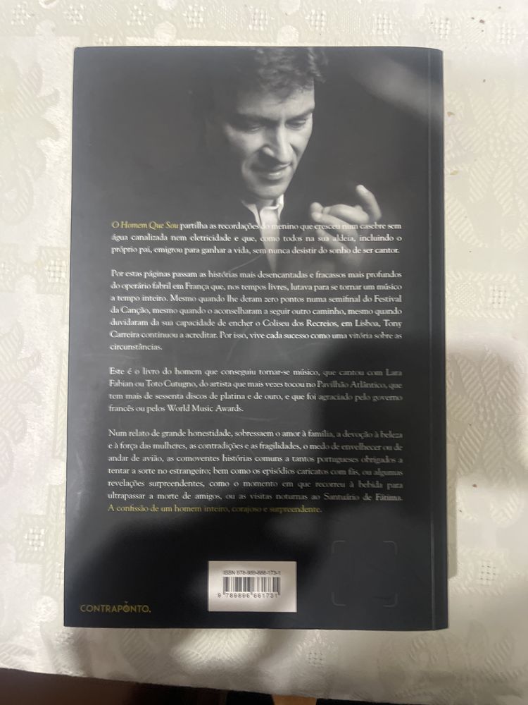 Livro “o homem que sou” Tony Carreira