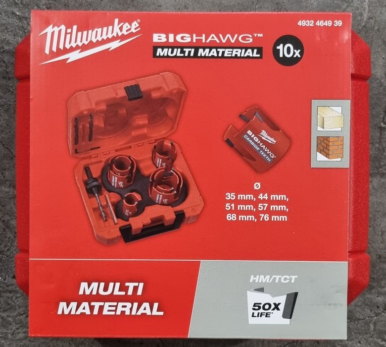 Otwornice Big Hawg Milwaukee Multimaterial 35,44, 51, 57, 68,76 mm .