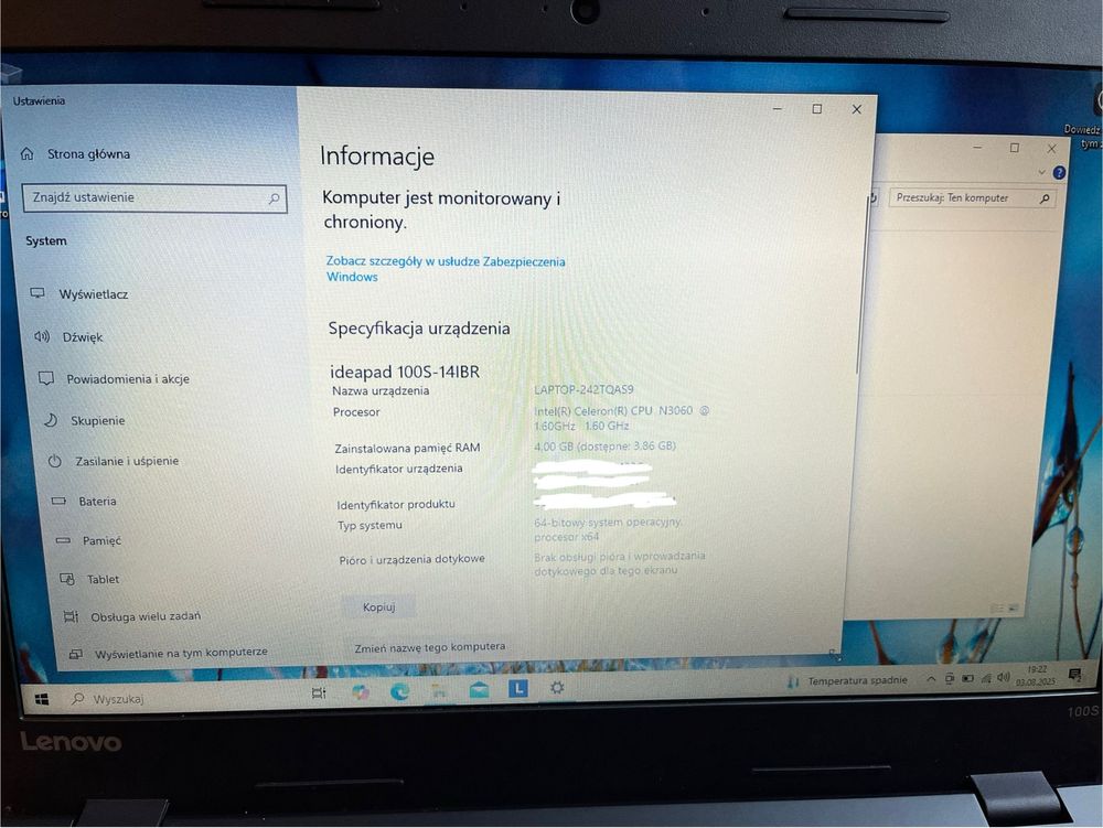 Lenovo IdeaPad 100S-14IBR N3060 4GB 32eMMC W10 Srebrn