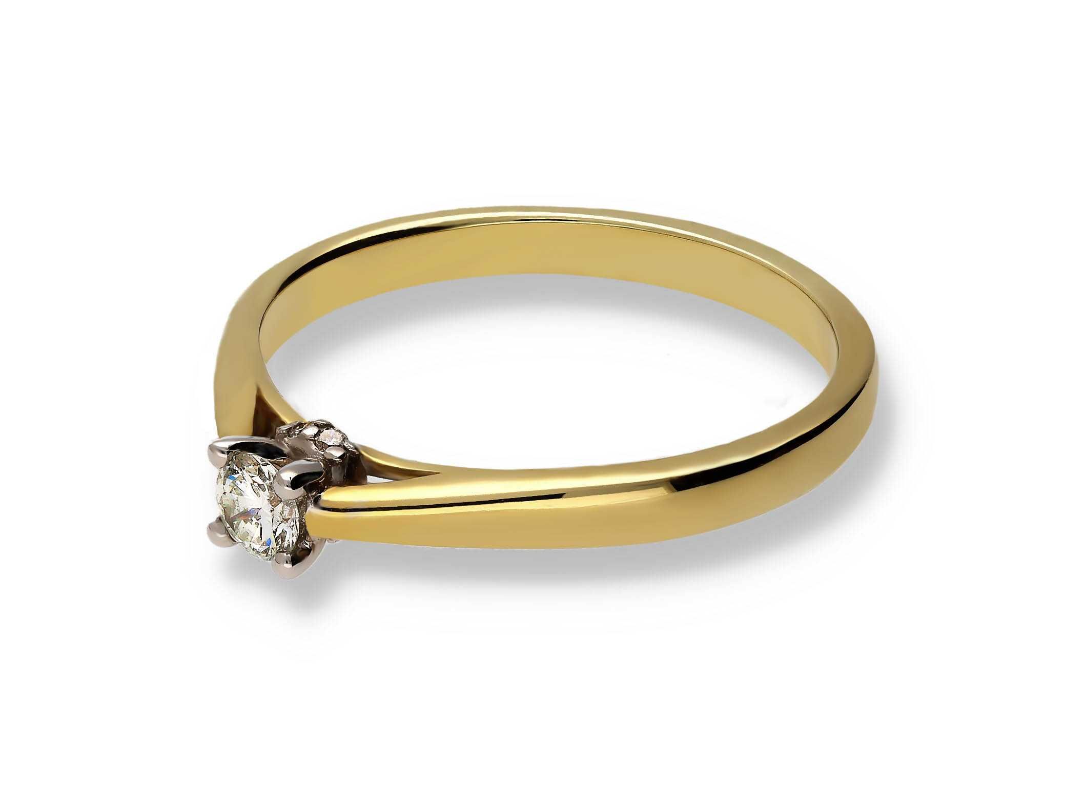Złoty Pierścionek 585 14k brylanty 0.17ct RS0405
