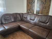 Kanapa skórzana sofa łóżko narożnik lewy
