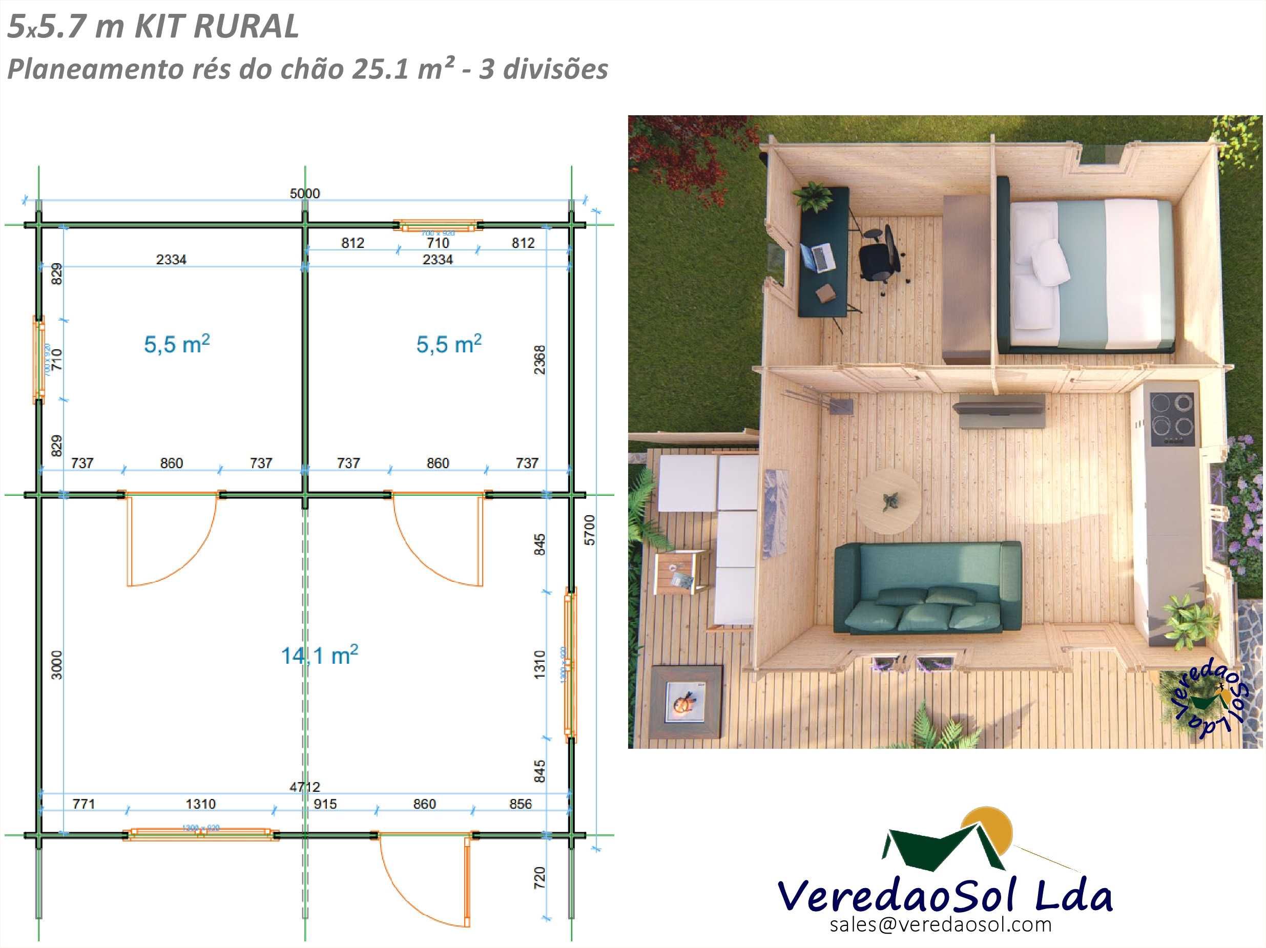 Casa Madeira RURAL coberta 32.5 m² T1 Ideal p. actividades de turismo